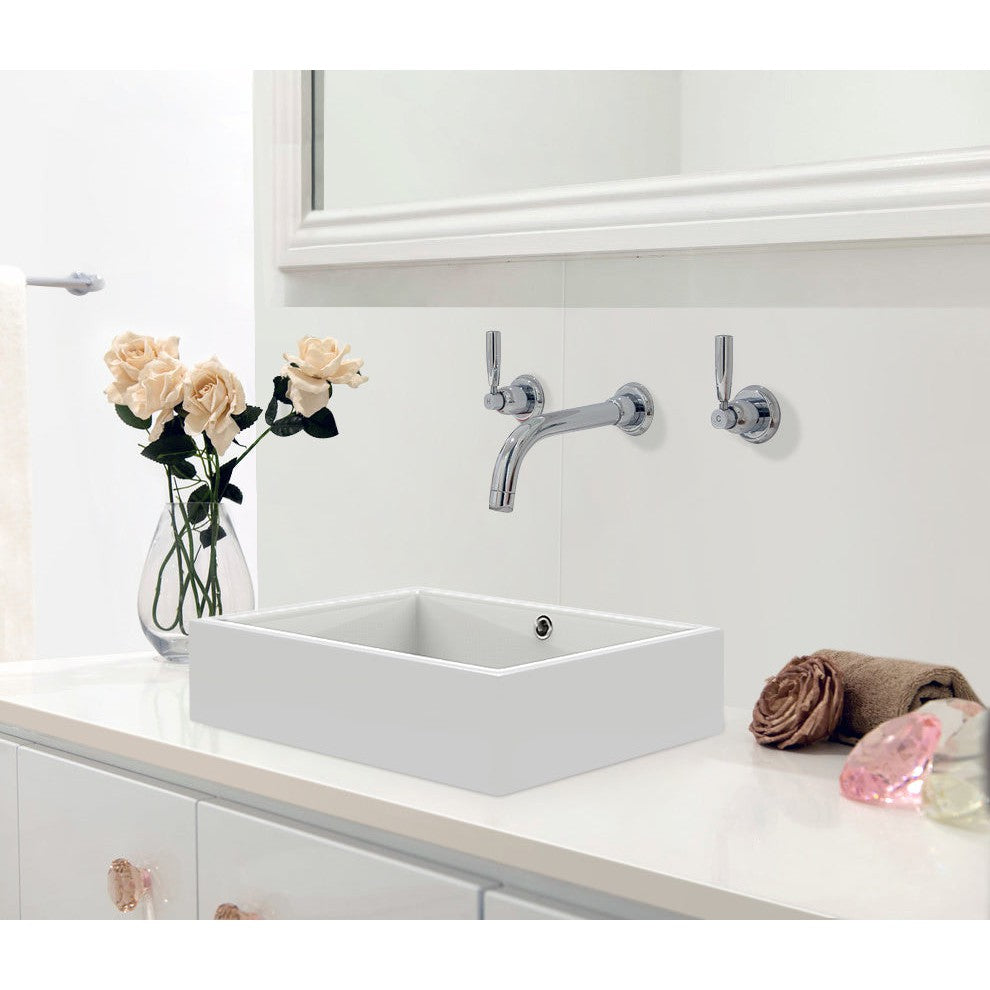 American Imaginations AI-31463 20" White Rectangular Above Counter Transitional Bathroom Vessel Sink Set