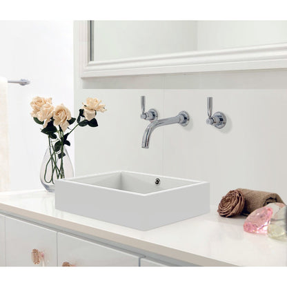 American Imaginations AI-31463 20" White Rectangular Above Counter Transitional Bathroom Vessel Sink Set