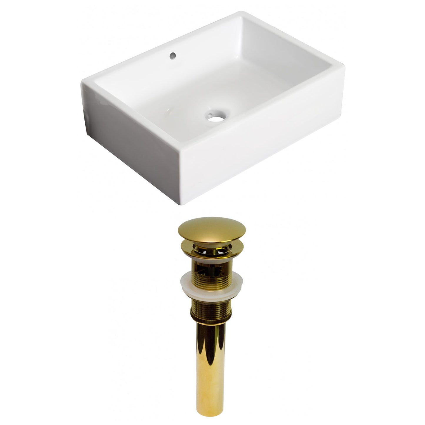 American Imaginations AI-31463 20" White Rectangular Above Counter Transitional Bathroom Vessel Sink Set