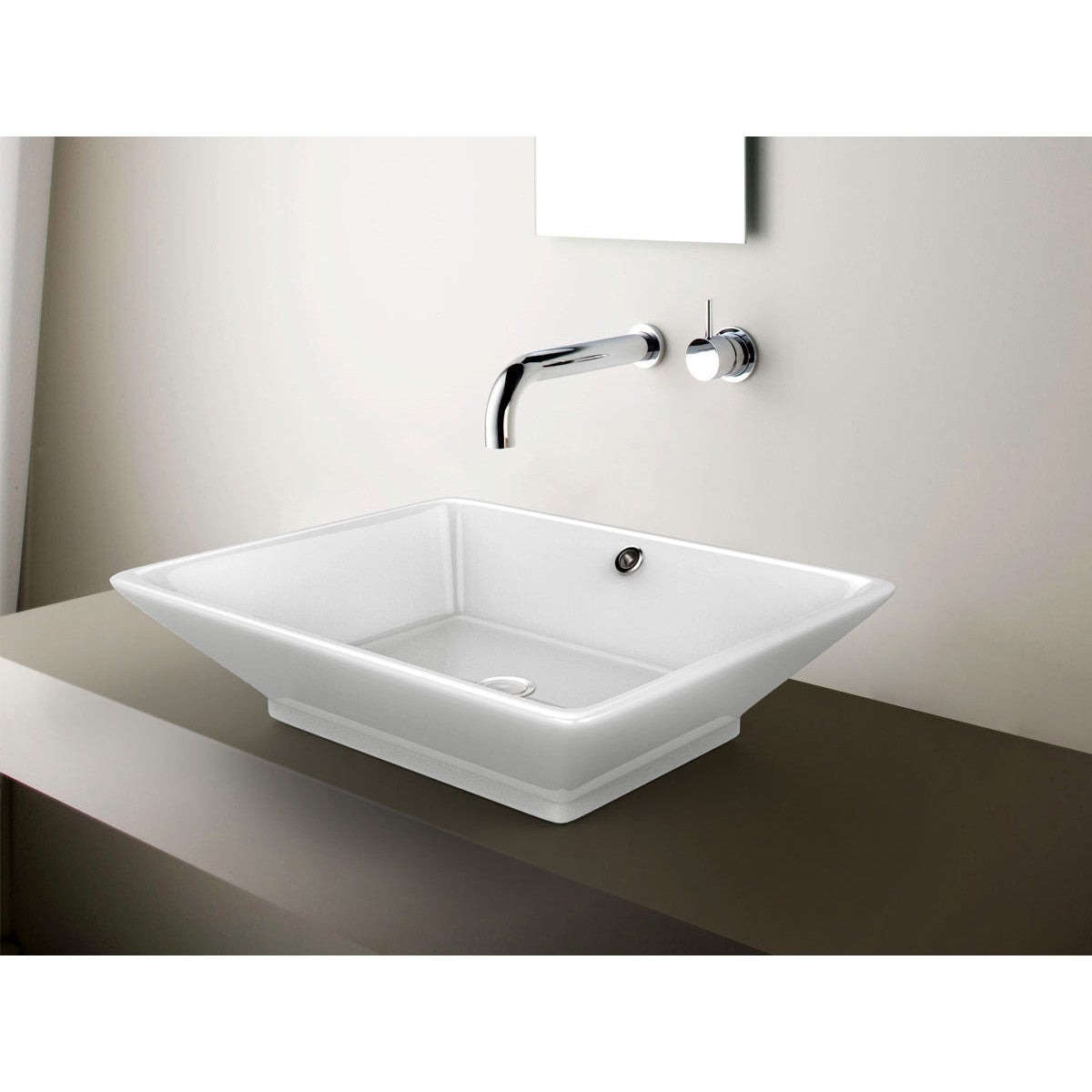 American Imaginations AI-31489 22" White Rectangular Above Counter Modern Bathroom Vessel Sink Set