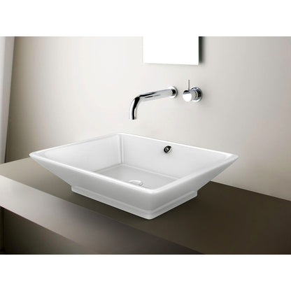 American Imaginations AI-31489 22" White Rectangular Above Counter Modern Bathroom Vessel Sink Set