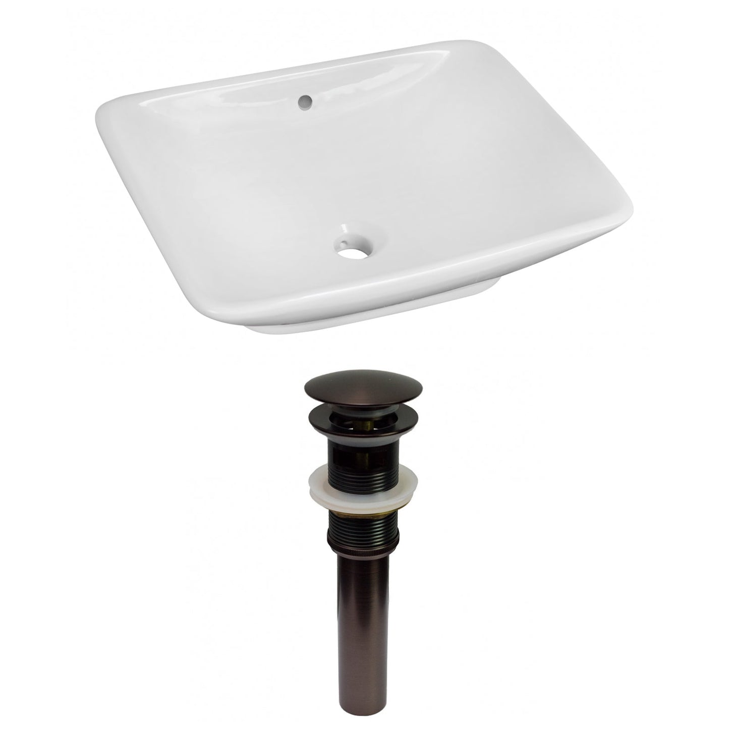 American Imaginations AI-31489 22" White Rectangular Above Counter Modern Bathroom Vessel Sink Set