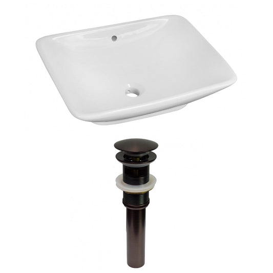 American Imaginations AI-31489 22" White Rectangular Above Counter Modern Bathroom Vessel Sink Set