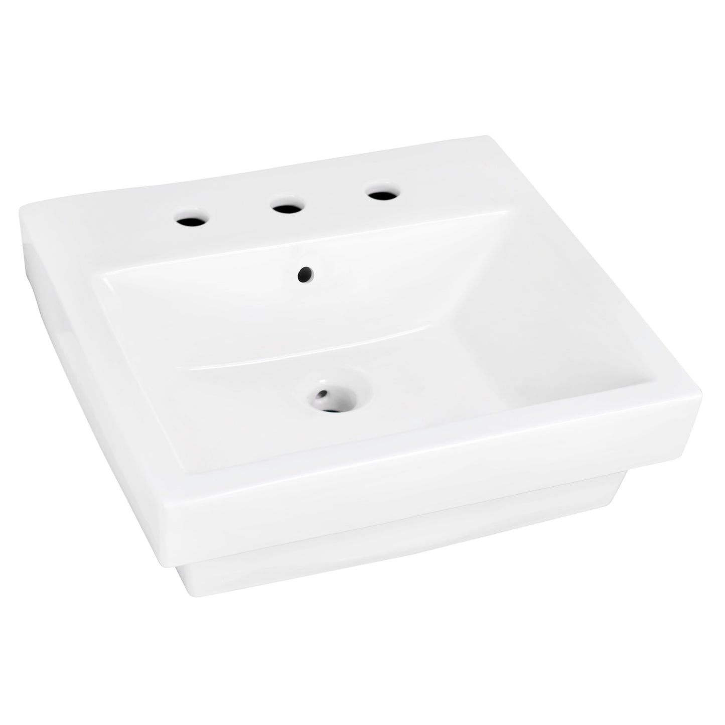 American Imaginations AI-31502 21" White Rectangular Above Counter Modern Bathroom Vessel Sink Set