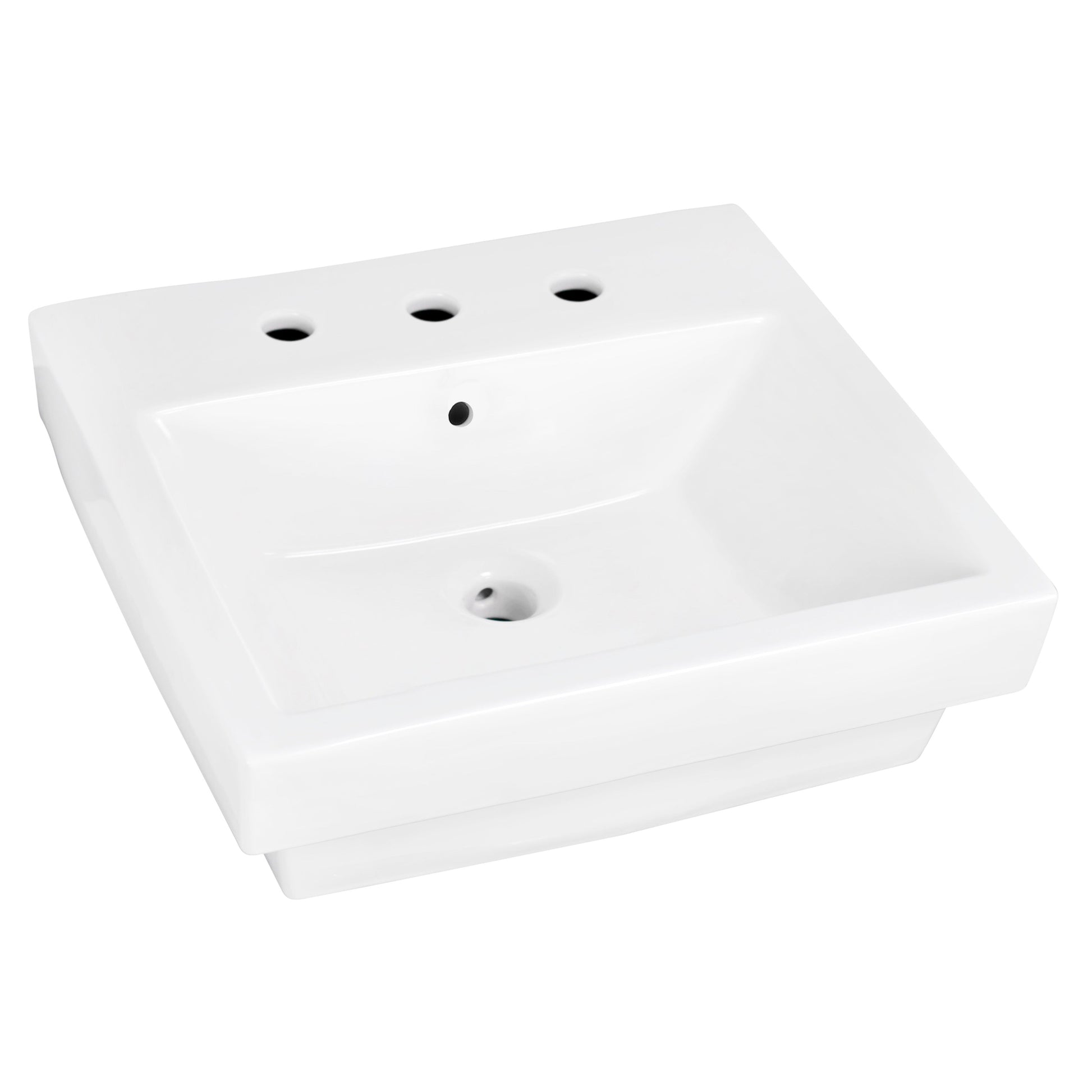 American Imaginations AI-31502 21" White Rectangular Above Counter Modern Bathroom Vessel Sink Set