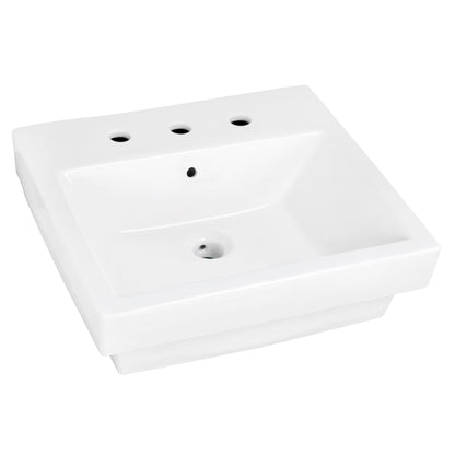 American Imaginations AI-31502 21" White Rectangular Above Counter Modern Bathroom Vessel Sink Set