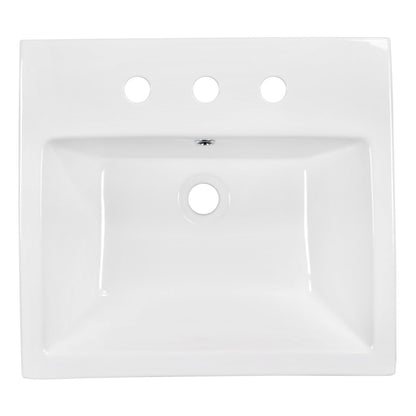 American Imaginations AI-31502 21" White Rectangular Above Counter Modern Bathroom Vessel Sink Set