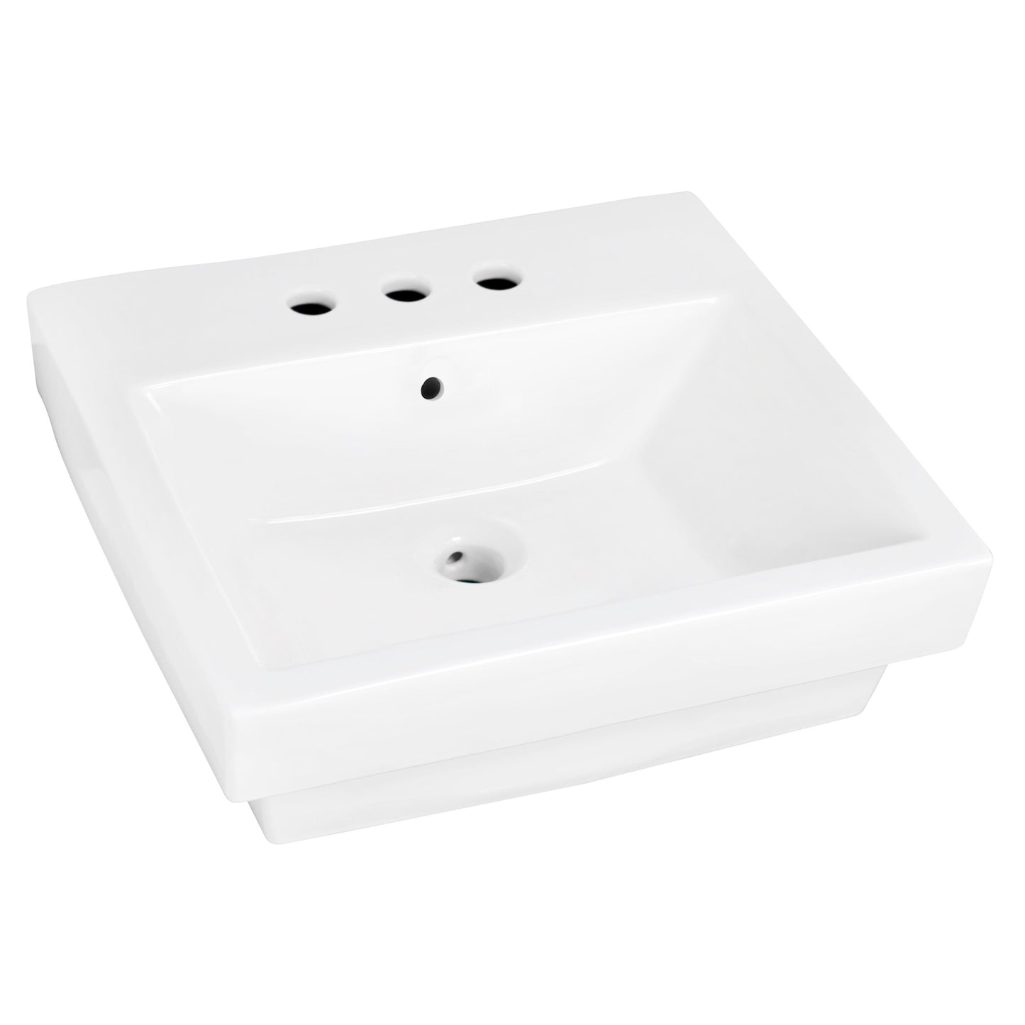American Imaginations AI-31509 21" White Rectangular Above Counter Modern Bathroom Vessel Sink Set