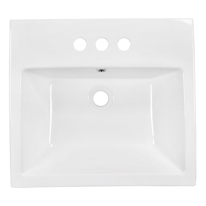 American Imaginations AI-31509 21" White Rectangular Above Counter Modern Bathroom Vessel Sink Set