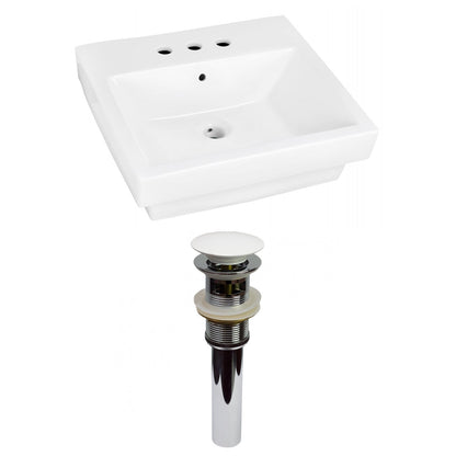 American Imaginations AI-31509 21" White Rectangular Above Counter Modern Bathroom Vessel Sink Set