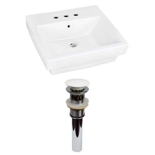 American Imaginations AI-31509 21" White Rectangular Above Counter Modern Bathroom Vessel Sink Set