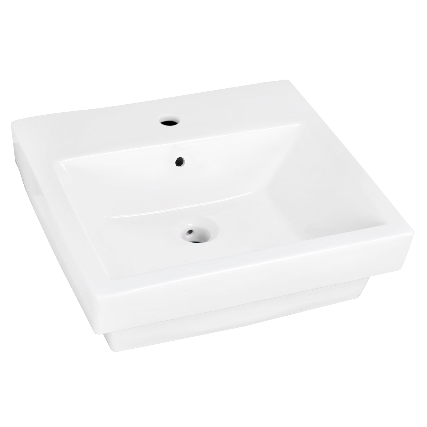 American Imaginations AI-31515 21" White Rectangular Semi-Recessed Modern Bathroom Vessel Sink Set