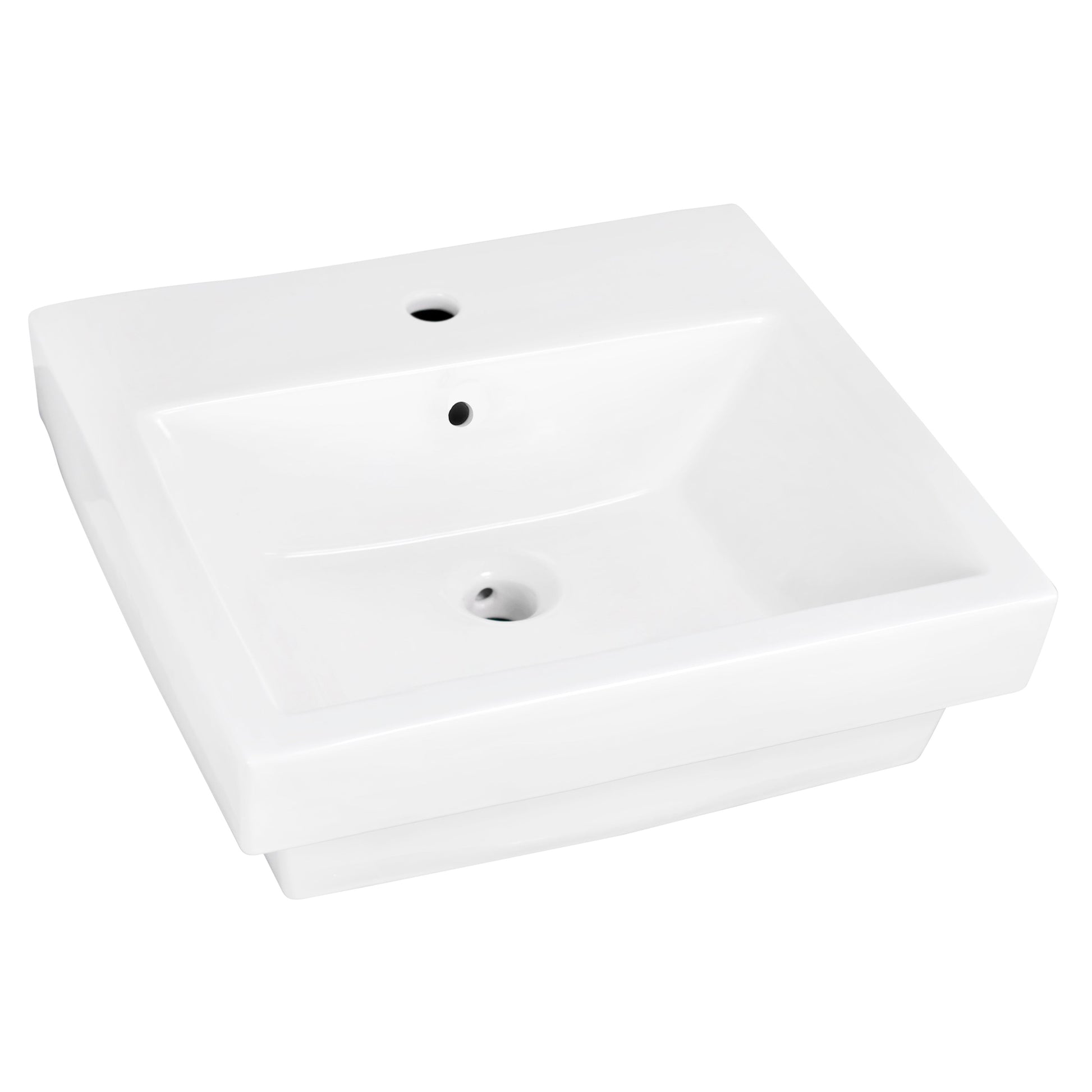American Imaginations AI-31515 21" White Rectangular Semi-Recessed Modern Bathroom Vessel Sink Set