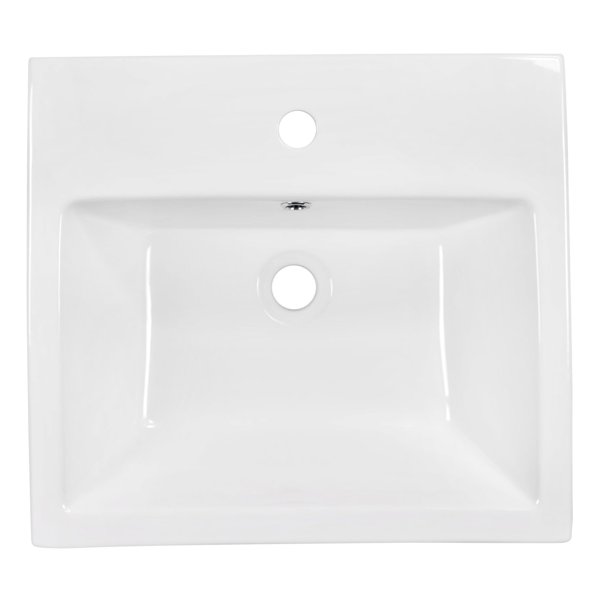 American Imaginations AI-31515 21" White Rectangular Semi-Recessed Modern Bathroom Vessel Sink Set