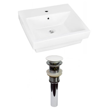 American Imaginations AI-31515 21" White Rectangular Semi-Recessed Modern Bathroom Vessel Sink Set