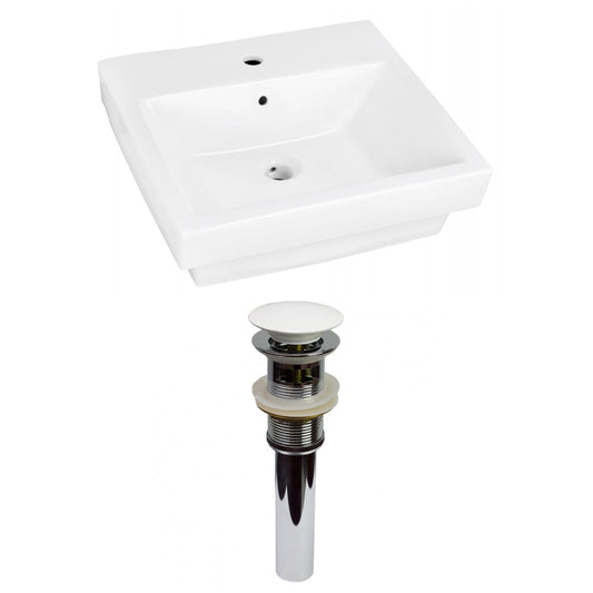 American Imaginations AI-31515 21" White Rectangular Semi-Recessed Modern Bathroom Vessel Sink Set