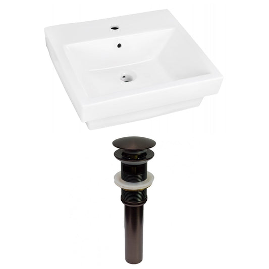 American Imaginations AI-31518 21" White Rectangular Semi-Recessed Modern Bathroom Vessel Sink Set