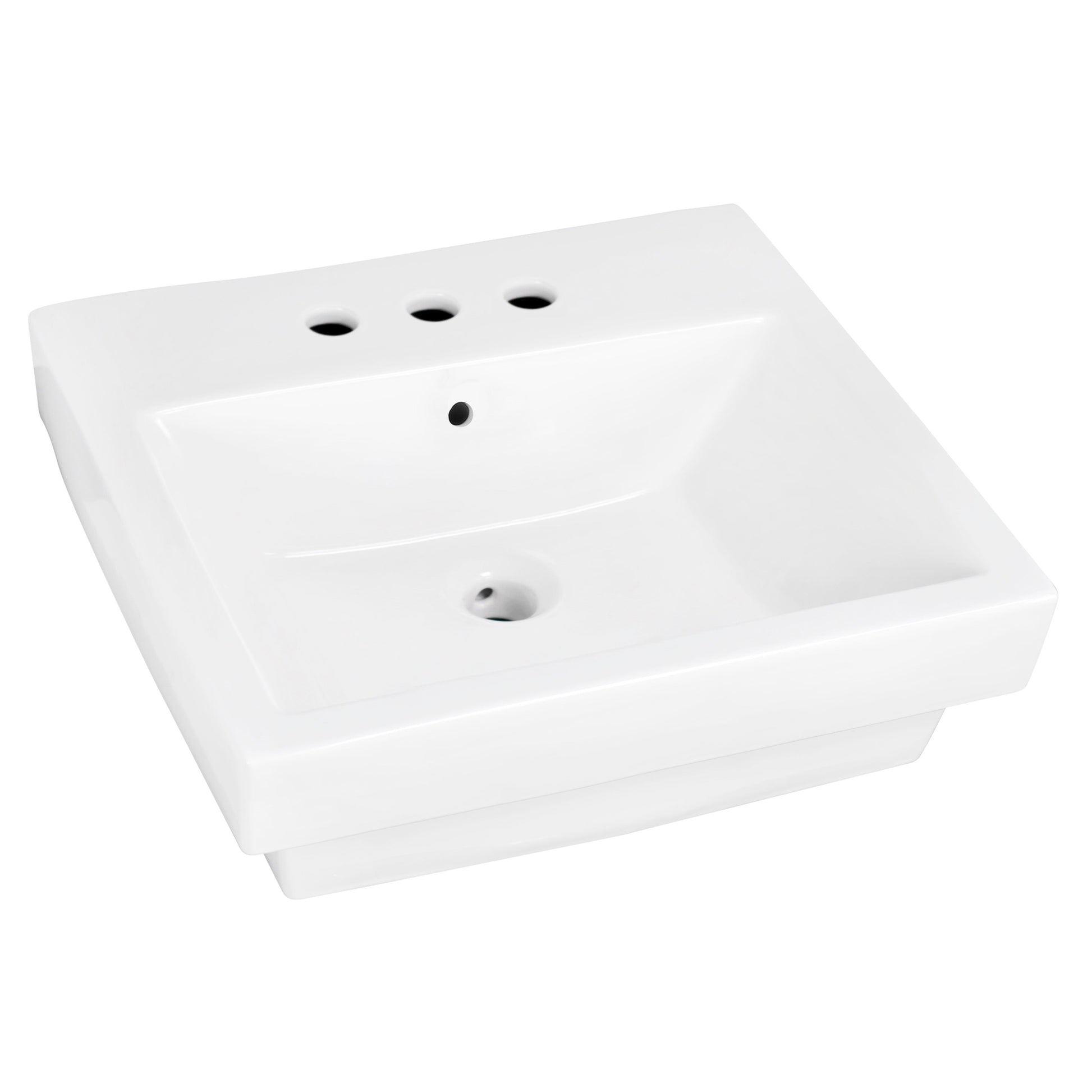 American Imaginations AI-31526 21" White Rectangular Semi-Recessed Modern Bathroom Vessel Sink Set