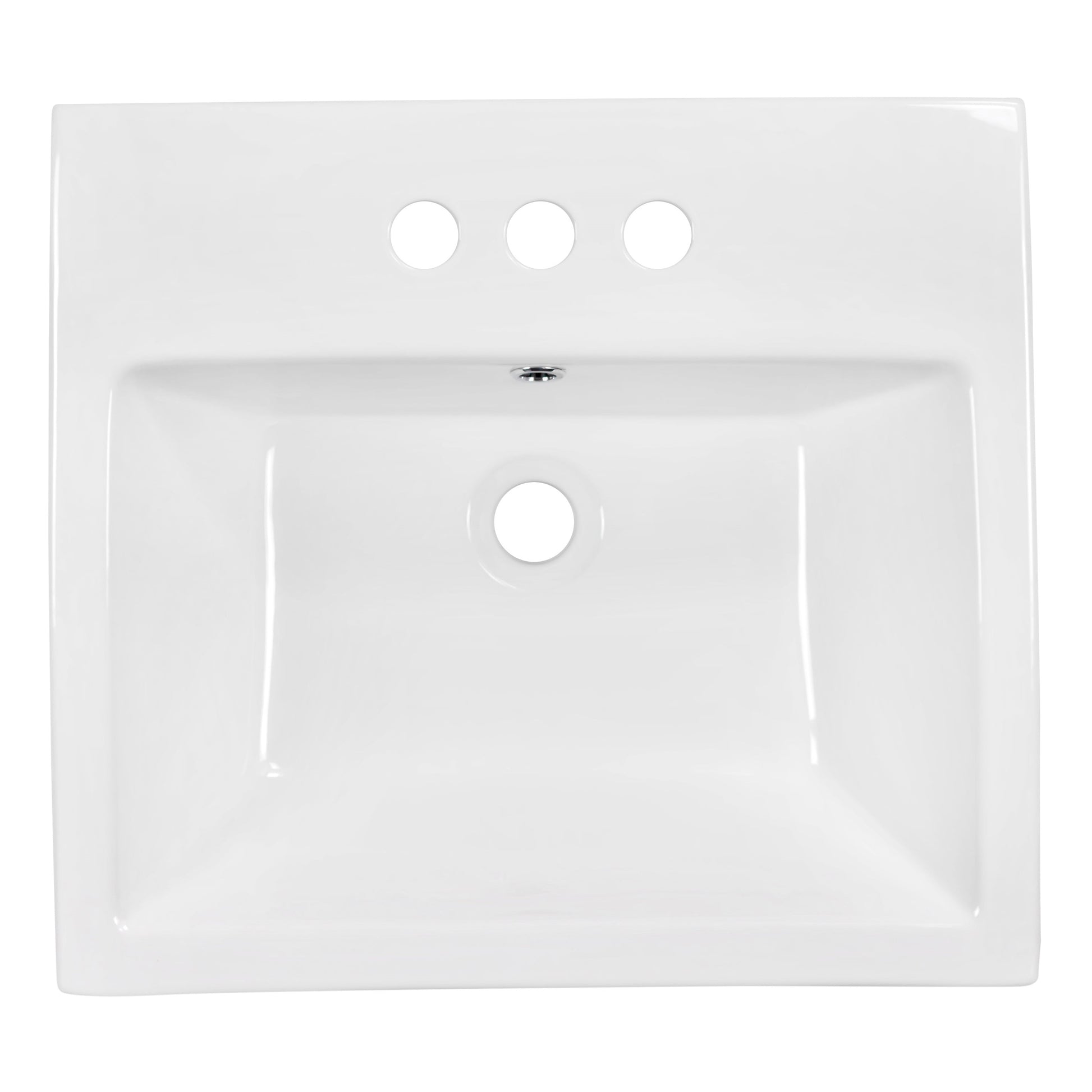 American Imaginations AI-31526 21" White Rectangular Semi-Recessed Modern Bathroom Vessel Sink Set