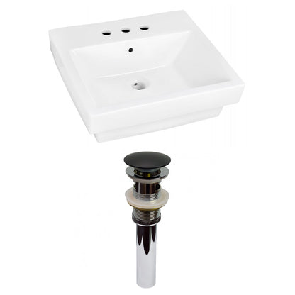 American Imaginations AI-31526 21" White Rectangular Semi-Recessed Modern Bathroom Vessel Sink Set