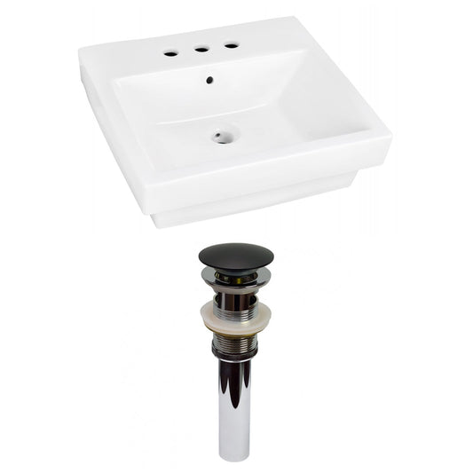 American Imaginations AI-31526 21" White Rectangular Semi-Recessed Modern Bathroom Vessel Sink Set