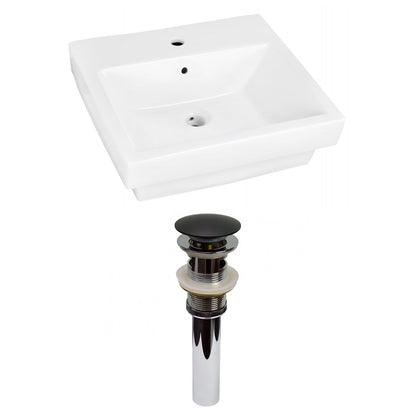 American Imaginations AI-31532 19" White Rectangular Above Counter Modern Bathroom Vessel Sink Set