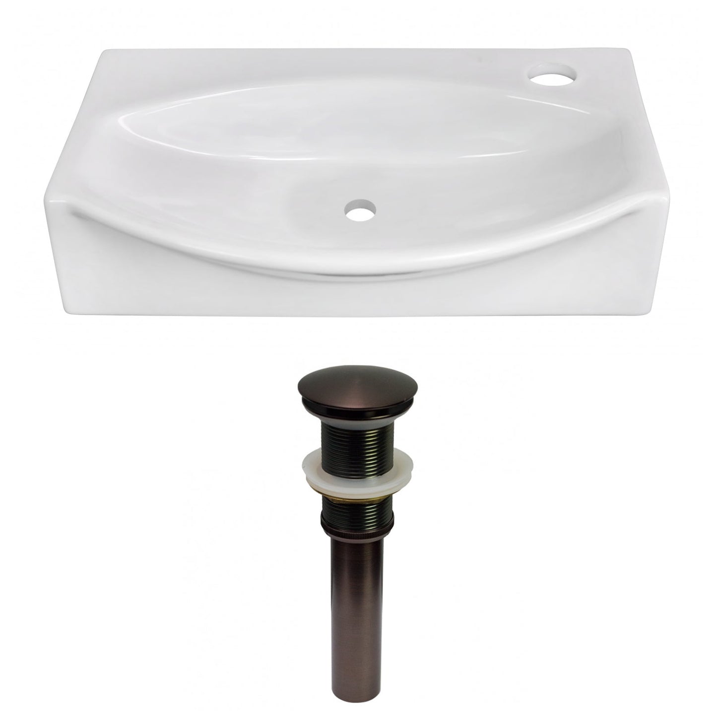 American Imaginations AI-31554 17" White Unique Above Counter Modern Bathroom Vessel Sink Set