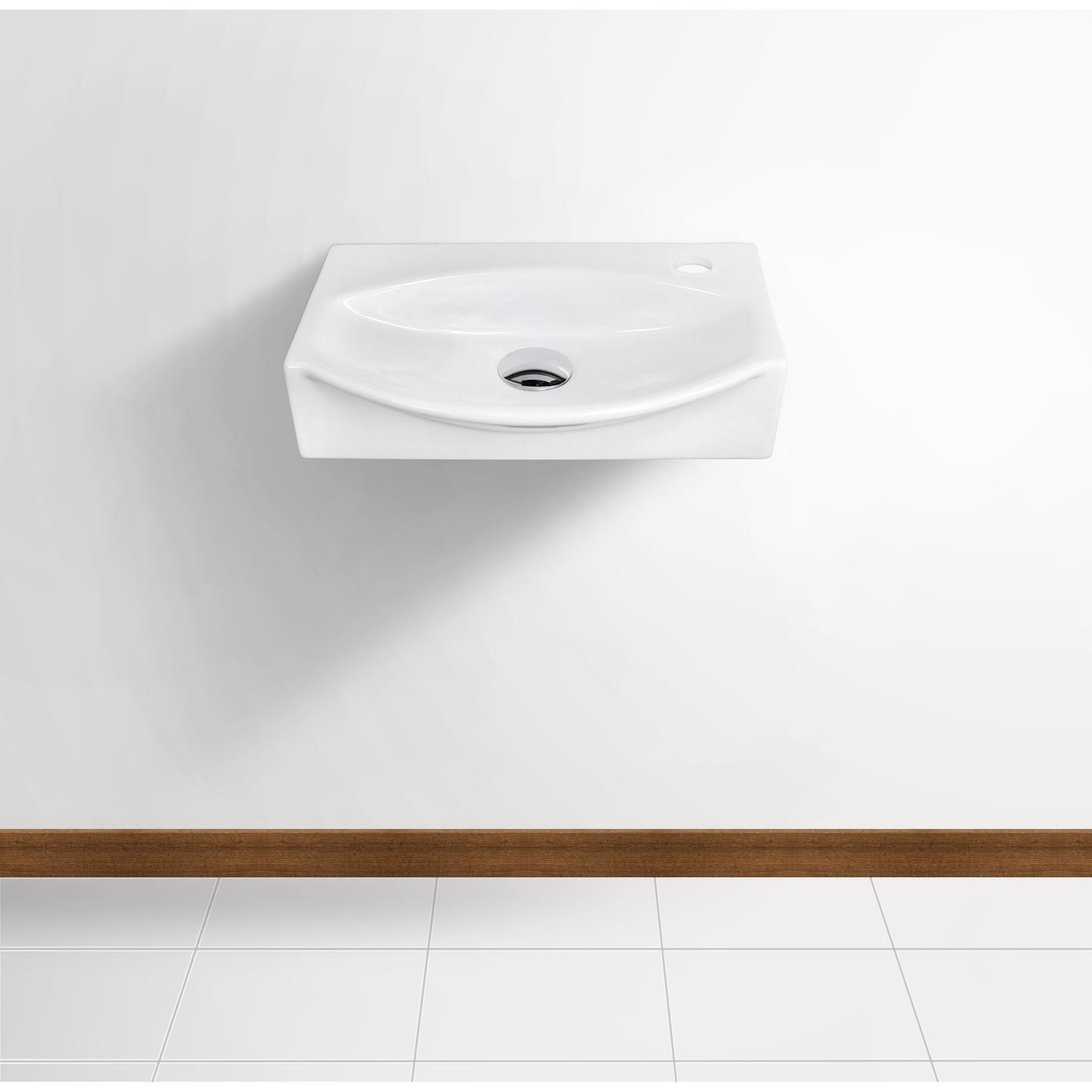 American Imaginations AI-31556 17" White Unique Wall Mount Modern Bathroom Vessel Sink Set