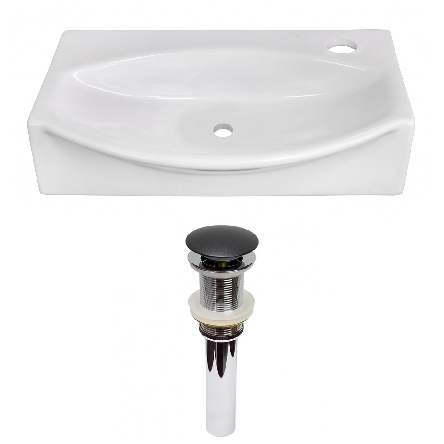 American Imaginations AI-31556 17" White Unique Wall Mount Modern Bathroom Vessel Sink Set