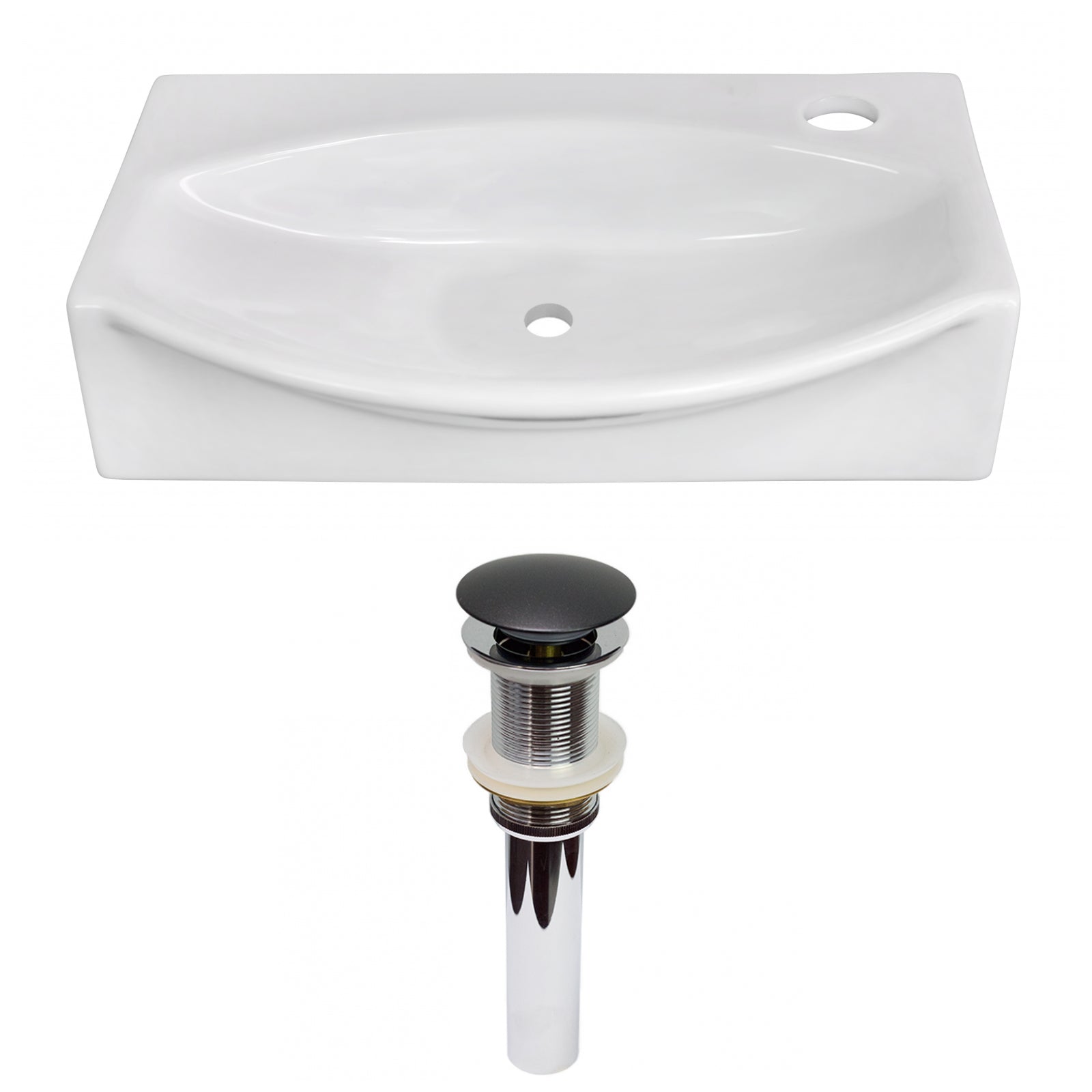 American Imaginations AI-31556 17" White Unique Wall Mount Modern Bathroom Vessel Sink Set