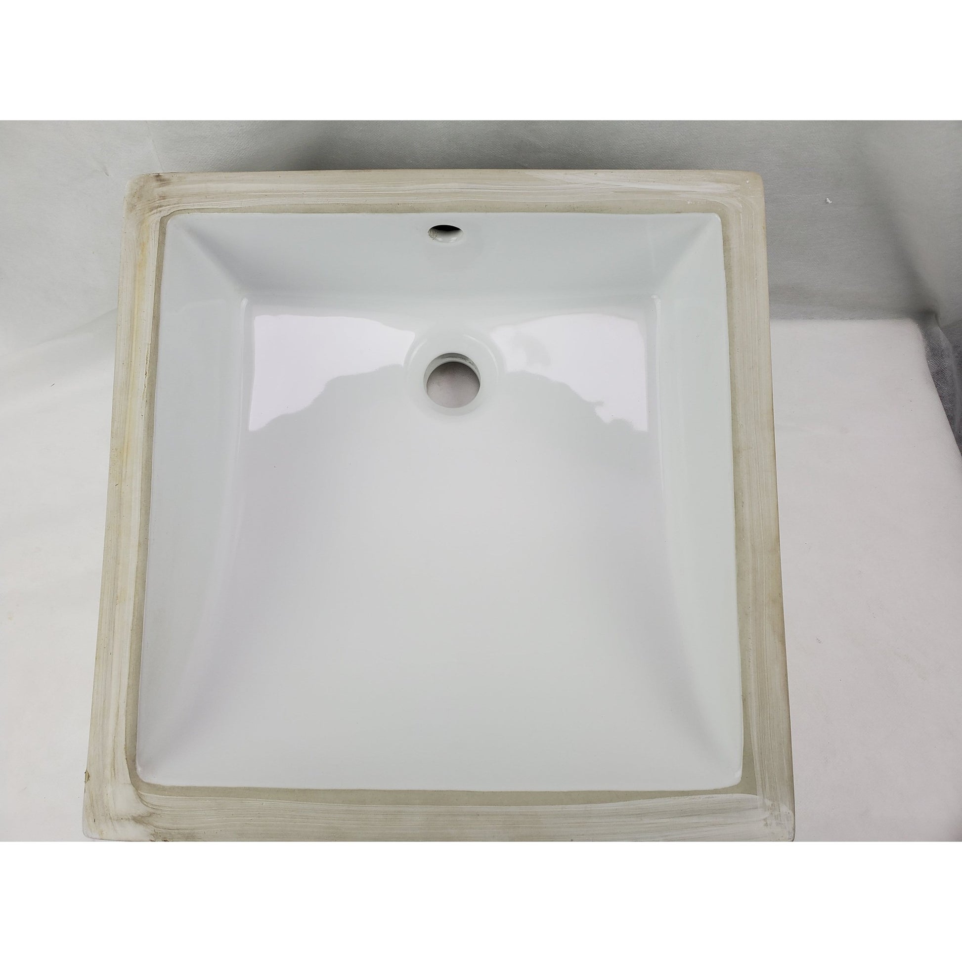 American Imaginations AI-31761 Square White Ceramic Bathroom Undermount Sink with Enamel Glaze Finish