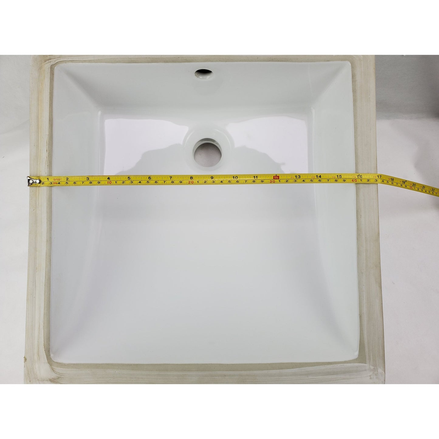 American Imaginations AI-31761 Square White Ceramic Bathroom Undermount Sink with Enamel Glaze Finish