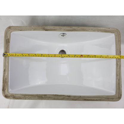 American Imaginations AI-31762 Rectangle White Ceramic Bathroom Undermount Sink with Enamel Glaze Finish