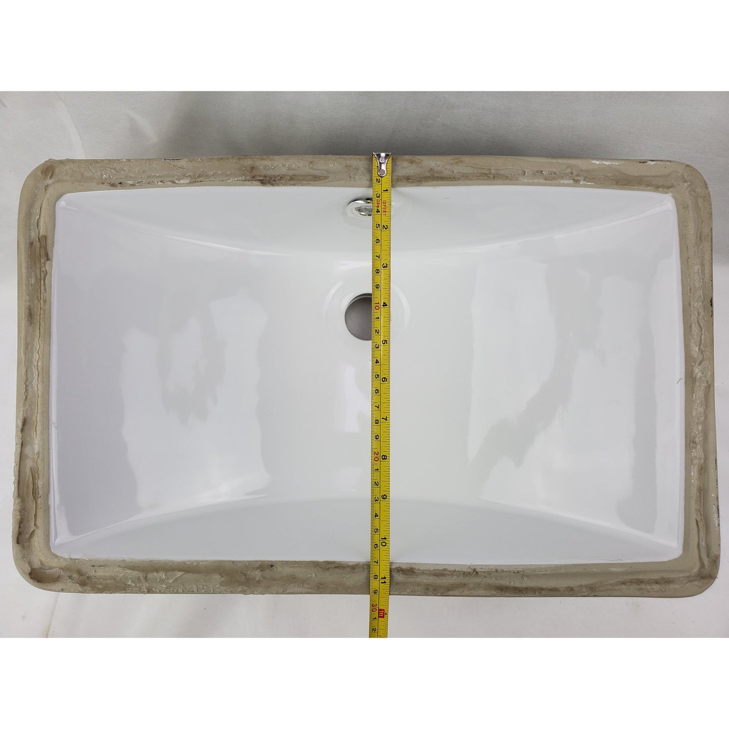 American Imaginations AI-31762 Rectangle White Ceramic Bathroom Undermount Sink with Enamel Glaze Finish