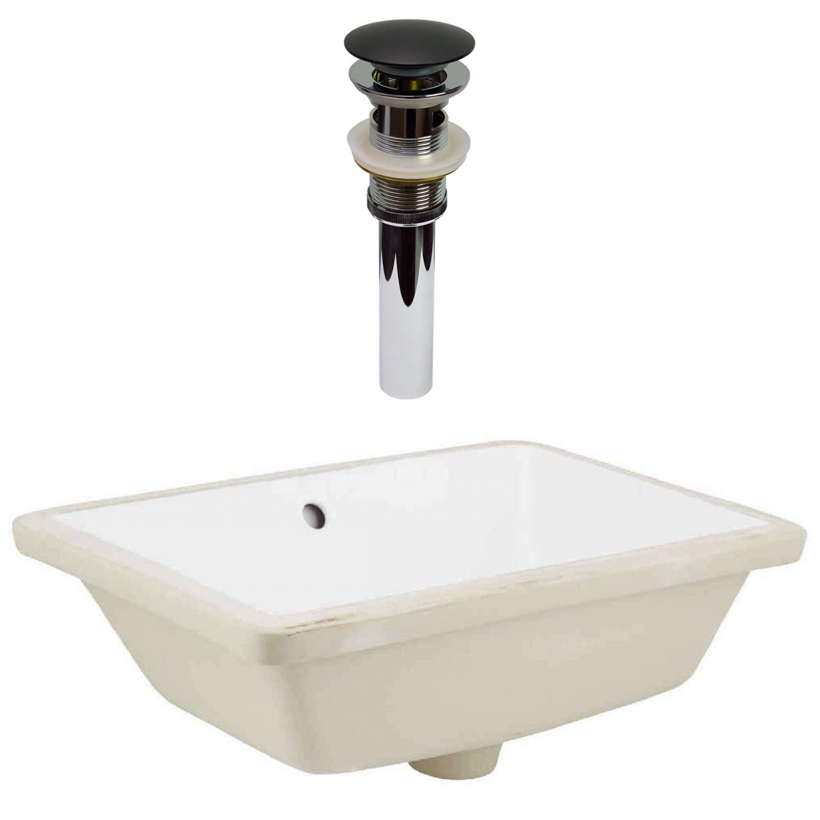 American Imaginations AI-31837 18" White Rectangular Undermount Modern Bathroom Undermount Sink Set