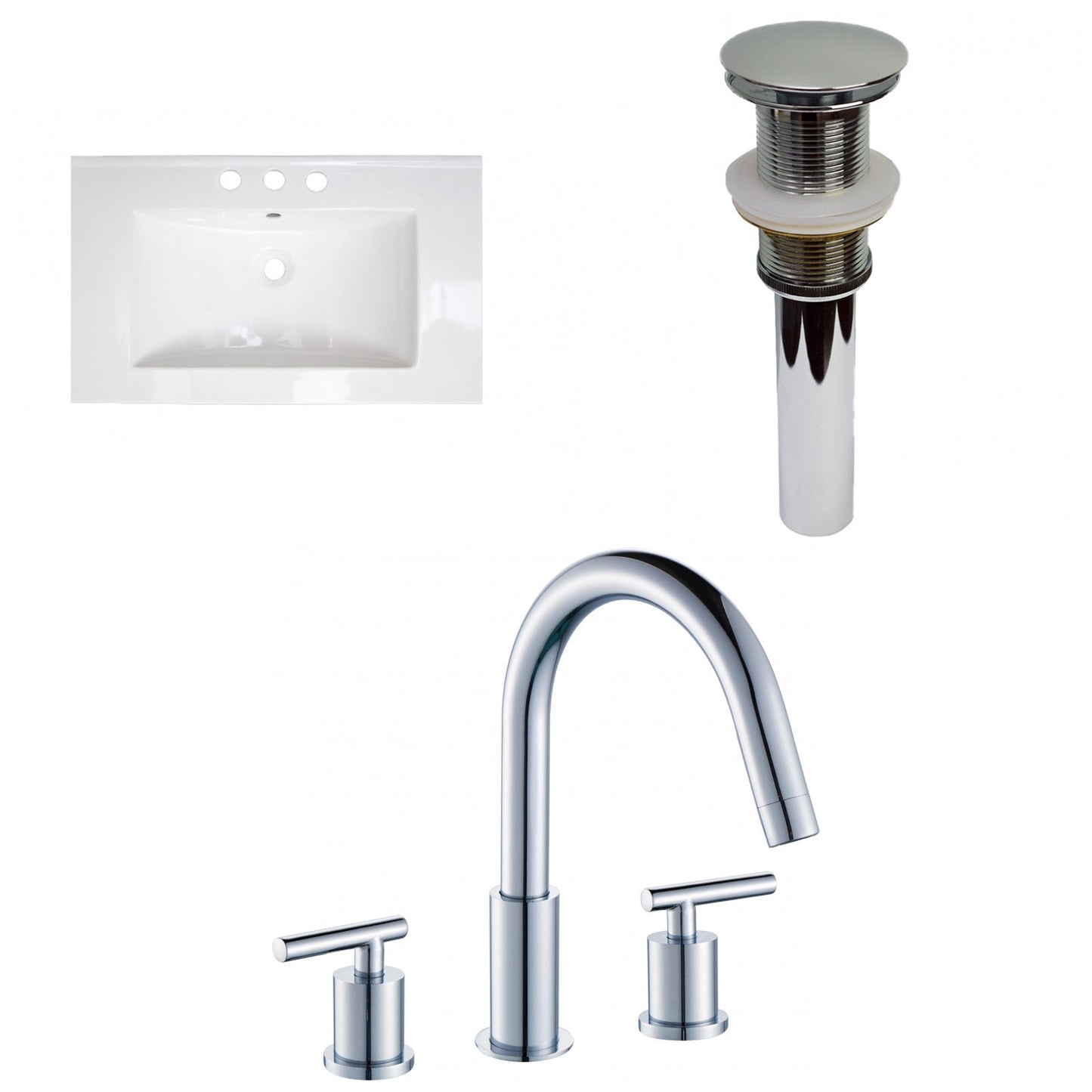 American Imaginations AI-32595 32" White Rectangular Drop In Transitional Ceramic Top Set