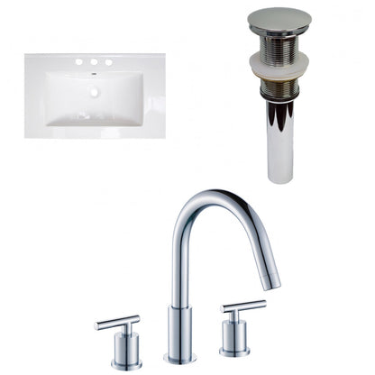 American Imaginations AI-32595 32" White Rectangular Drop In Transitional Ceramic Top Set