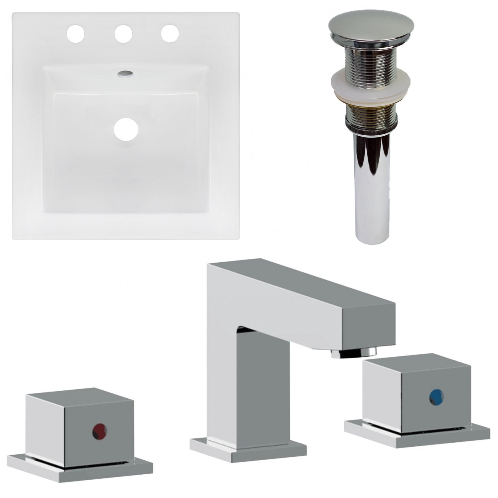 American Imaginations AI-32984 17" White Square Drop In Transitional Ceramic Top Set