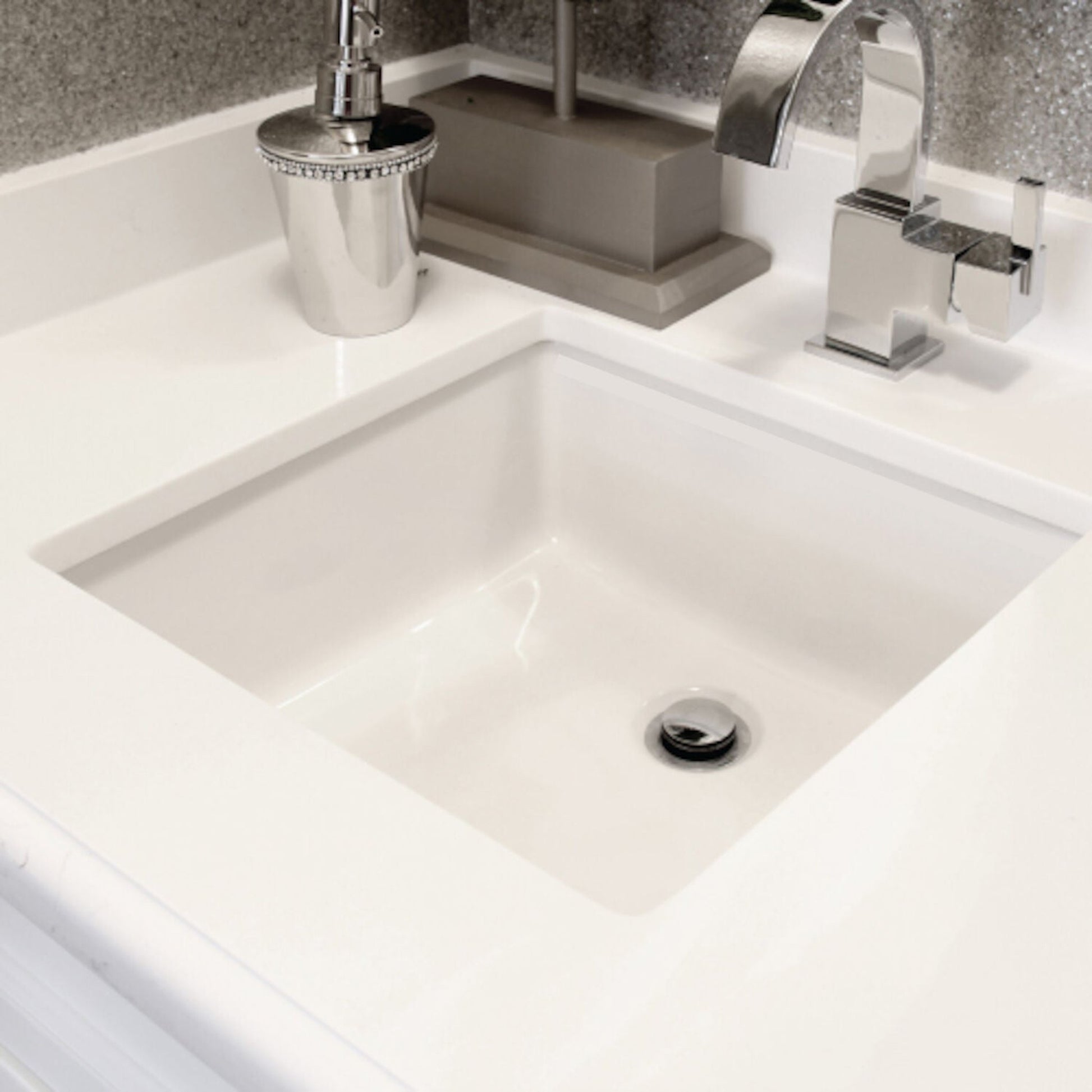 American Imaginations AI-33349 Square White Ceramic Bathroom Undermount Sink with Enamel Glaze Finish