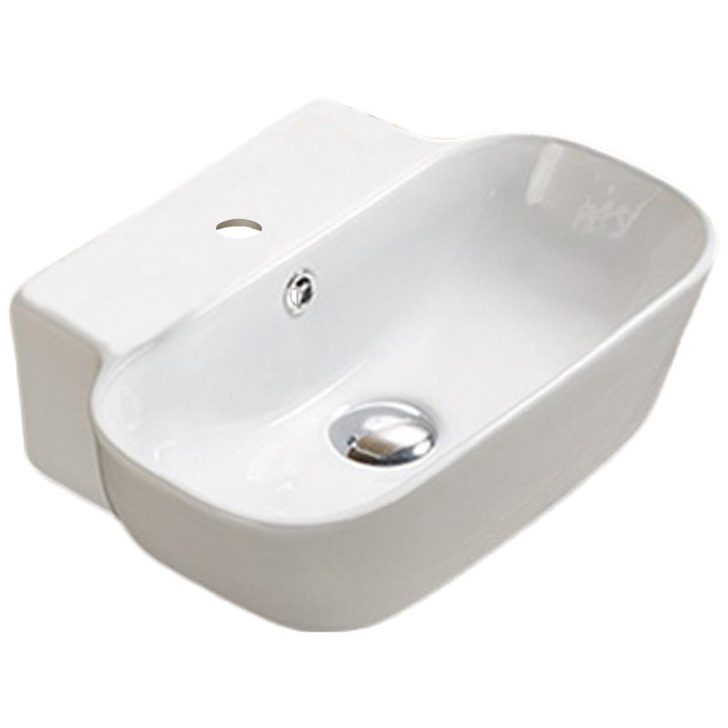 American Imaginations AI-33505 16" White Rectangular Wall Mount Traditional Bathroom Vessel Sink Set