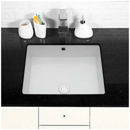 American Imaginations AI-33604 Rectangle White Ceramic Bathroom Undermount Sink with Enamel Glaze Finish