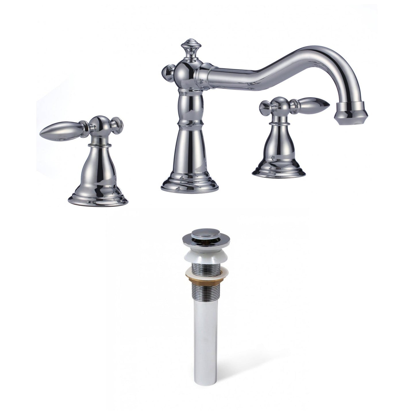 American Imaginations AI-33691 16" Chrome Unique Lead Free Brass Traditional Bathroom Sink Faucet Set