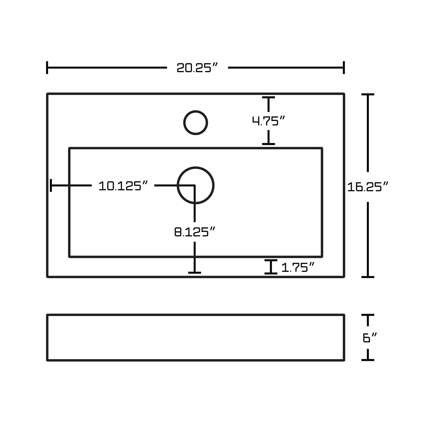 American Imaginations AI-33866 20" White Rectangular Above Counter Transitional Bathroom Vessel Sink Set
