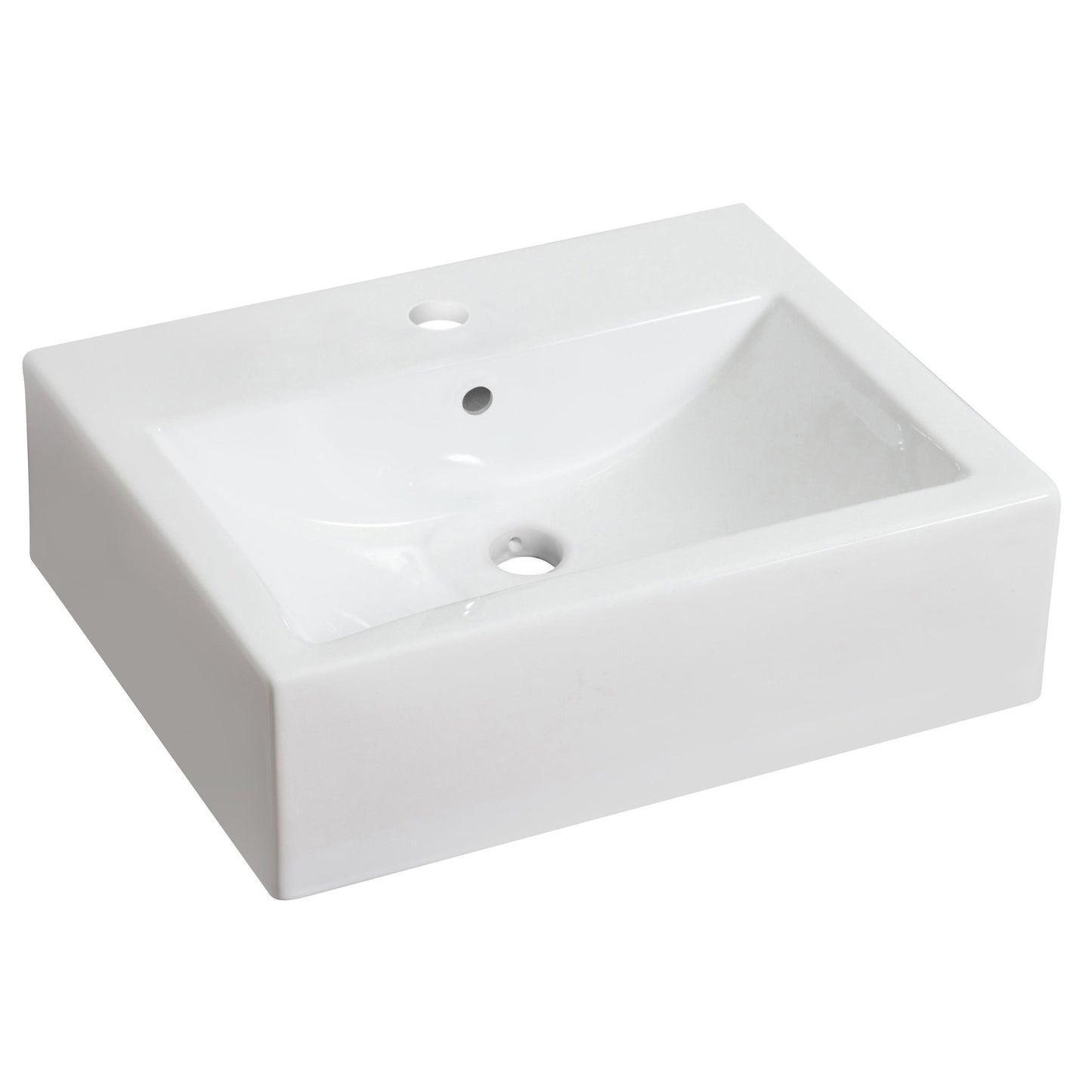 American Imaginations AI-33866 20" White Rectangular Above Counter Transitional Bathroom Vessel Sink Set