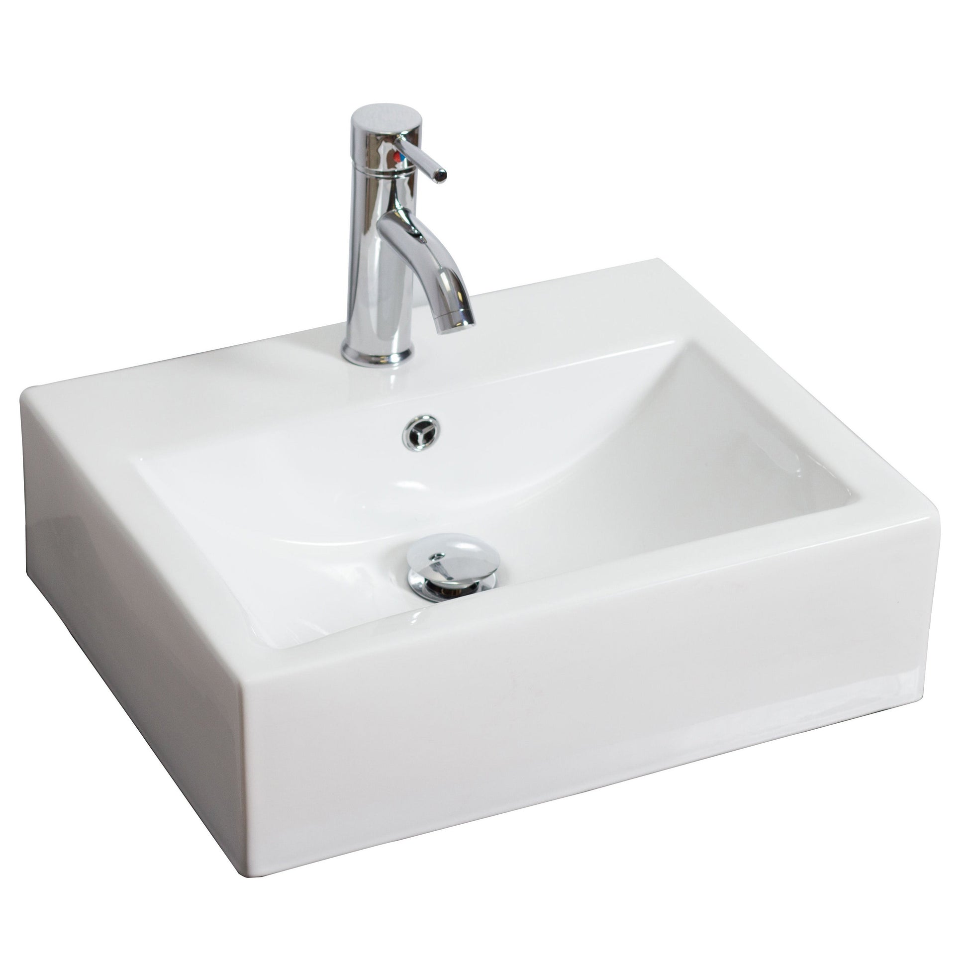 American Imaginations AI-33866 20" White Rectangular Above Counter Transitional Bathroom Vessel Sink Set