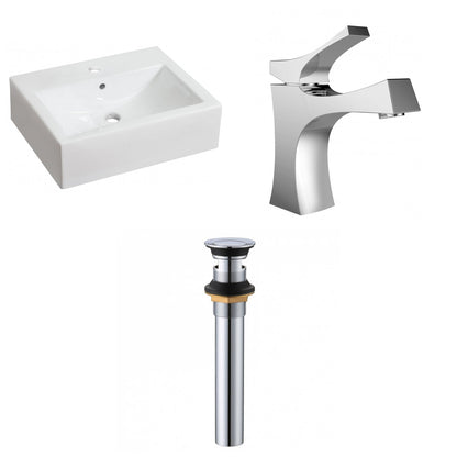 American Imaginations AI-33866 20" White Rectangular Above Counter Transitional Bathroom Vessel Sink Set