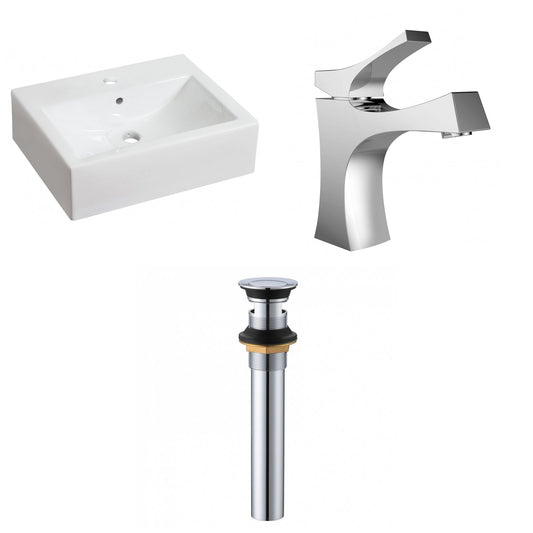 American Imaginations AI-33866 20" White Rectangular Above Counter Transitional Bathroom Vessel Sink Set