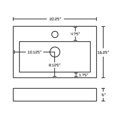 American Imaginations AI-33925 20" White Rectangular Wall Mount Transitional Bathroom Vessel Sink Set