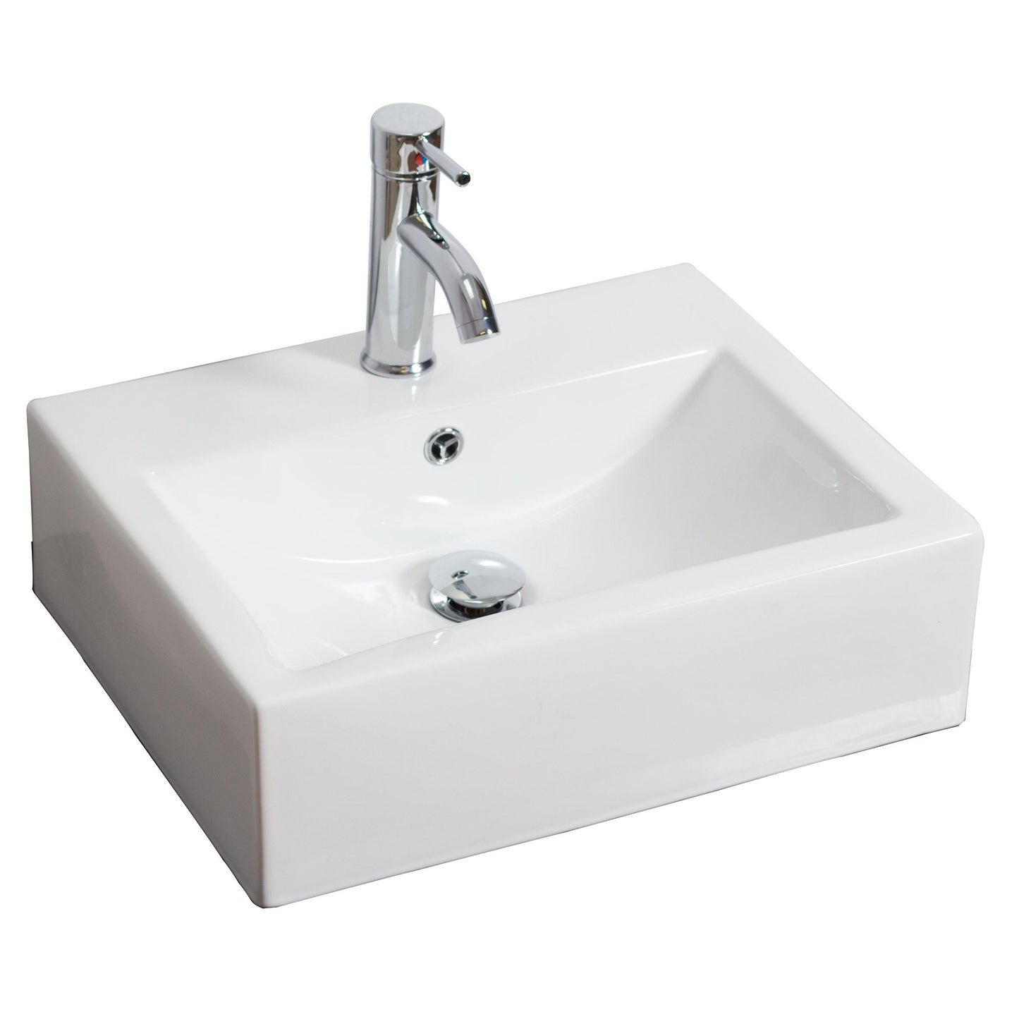 American Imaginations AI-33925 20" White Rectangular Wall Mount Transitional Bathroom Vessel Sink Set