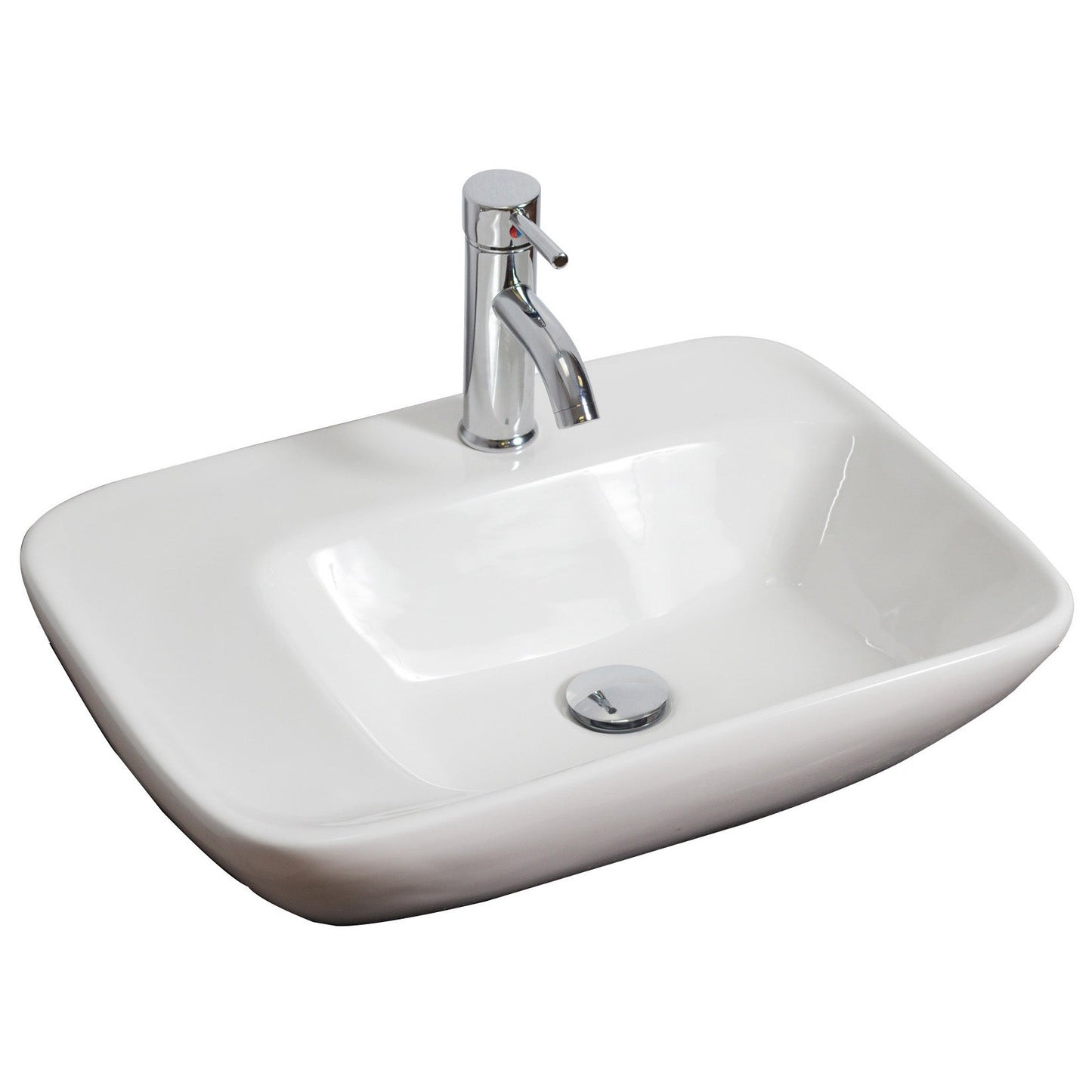 American Imaginations AI-33951 24" White Rectangular Wall Mount Traditional Bathroom Vessel Sink Set